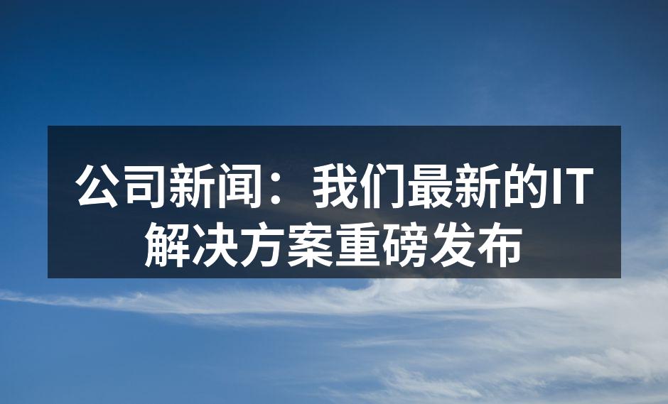 公司新闻：我们最新的IT解决方案重磅发布