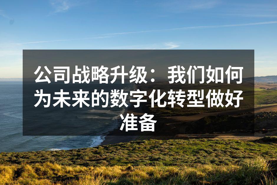公司战略升级:我们如何为未来的数字化转型